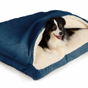 Snoozer Pet Products Luxury Rectangle Cozy Cave Dog Bed with Microsuede, Extra Large, Sapphire